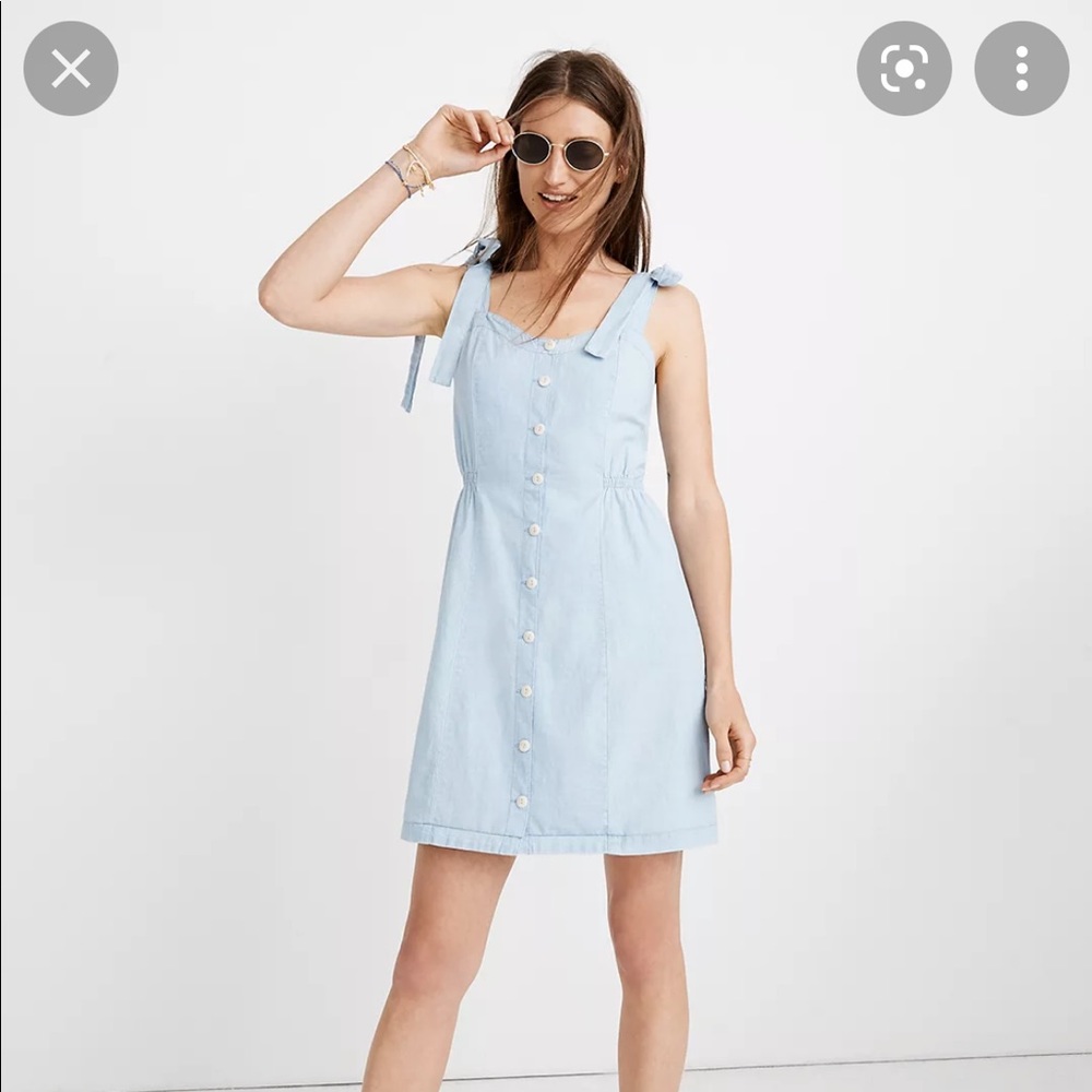 Madewell Denim Tie-Strap Button- Front Sundress in Morley wash
